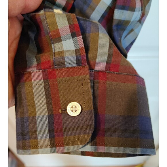 Lands End Blue, Red, Green Plaid Button Down Long Sleeve Dress Shirt XL 17 1/2 - Picture 4 of 5
